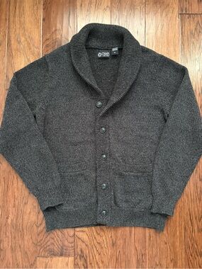 Chaps Men's Shawl Collar Cardigan Sweater - Charcoal